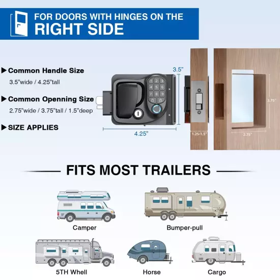 Upgraded RV Door Lock Replacement with Mechanical Keys Fingerprint Password