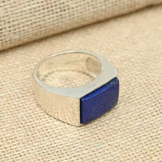 Lapis Lazuli Men's Ring 925 Sterling Silver Statement Unisex Ring All Size B23