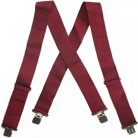 Melo Tough Men'S Suspenders Fully Elastic 2 Inch Wide X Back Heavy Duty Tradespe