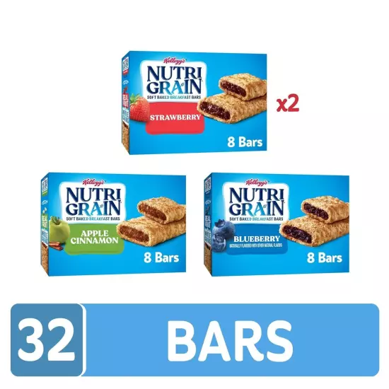 Nutri-Grain Soft Baked Breakfast Bars, Made with Whole Grains, Kids Snacks, Valu