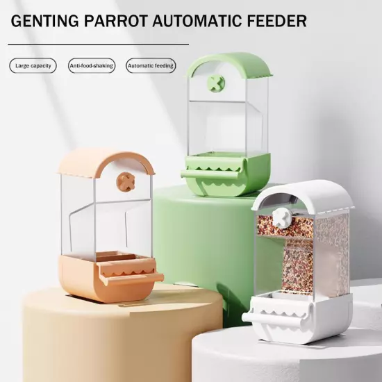 Auto Bird Feeder Cup Bowl Cage Automatic Feeding Canary Parrot Cockatiel O7H2