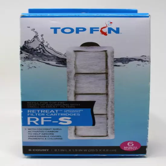 NEW/NIP Top Fin RF-S Retreat Filter Cartridges 6 Count/6-Month Supply 8.1"x1.9"