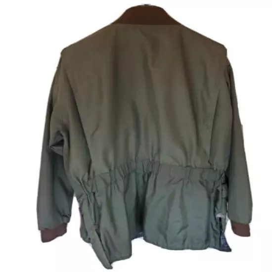 Spinging Teal Weather Coat -- Olive with Brown Distressed Leather Size XL