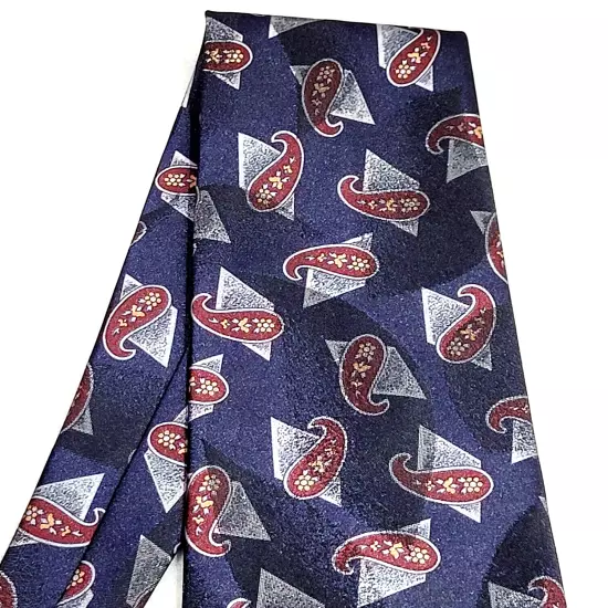 Oscar De La Renta Blue Business and Casual Necktie Blue with Paisley on Diamonds