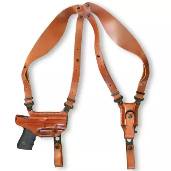 Leather Horizontal Shoulder Holster Single Mag Case, CZ 75 P-07 3.8"BBL #1012# 