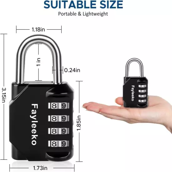 Combination Lock, 4 Digit Combination Padlock for School Gym Sports Locker, Fenc