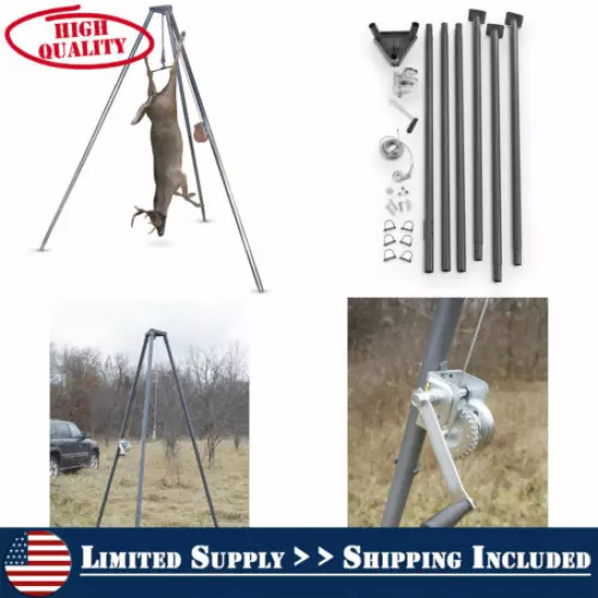 Guide Gear Portable Game Hanger Hoist Tripod 500 lb. Lift System Deer Hog New