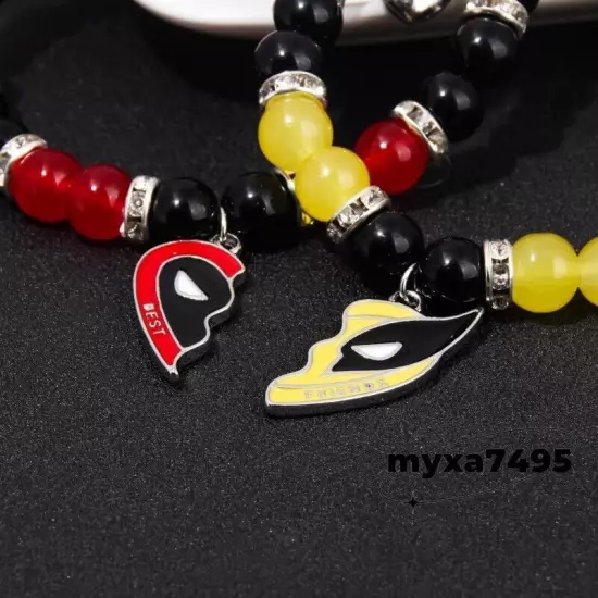 Cosplay Bracelet Deadpool 3 & Wolverine Beaded Heart Pendant Hand Chain Jewelry