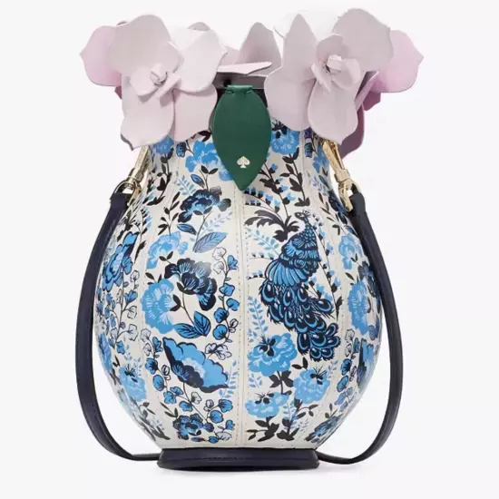 Kate Spade Perfect Plume 3D Peacock Flower Vase Crossbody Bag Blue Multi KH427