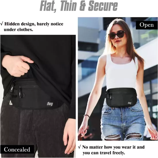 Travel Belt Secure RFID Blocking Travel Money Belt with Hidden Passport Wallet