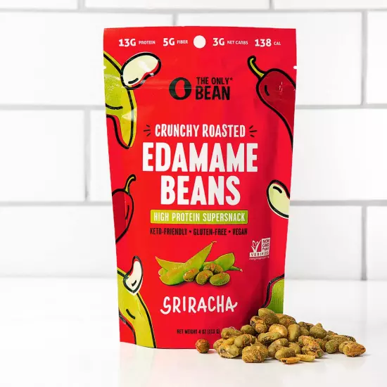 Crunchy Roasted Edamame Snack (Sriracha), High Protein Snacks (13G) Healthy Prot