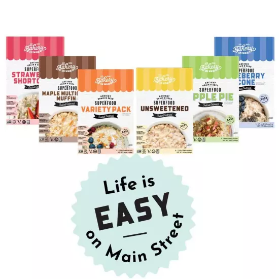 Bakery On Main, Gluten-Free Instant Oatmeal, Vegan & Non GMO - Unsweetened, 1...