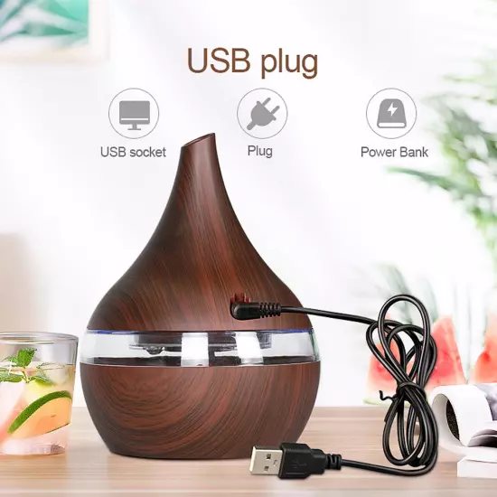 USB Mini 300ml 7 Colors LED Air Humidifier Essential Oil Diffuser Aroma Purifier