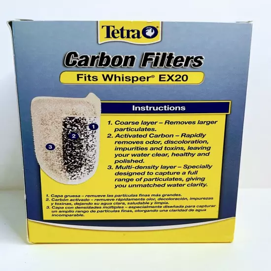 4-Pack Medium Tetra Carbon Filters fit Whisper EX20 Cartridge for Fish Aquarium