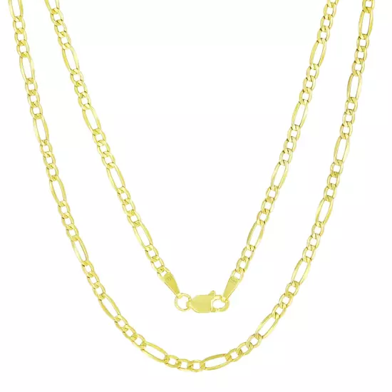 14K Yellow Gold 2mm-7.5mm Figaro Link Chain Necklace Bracelet Men Women 7"- 30"