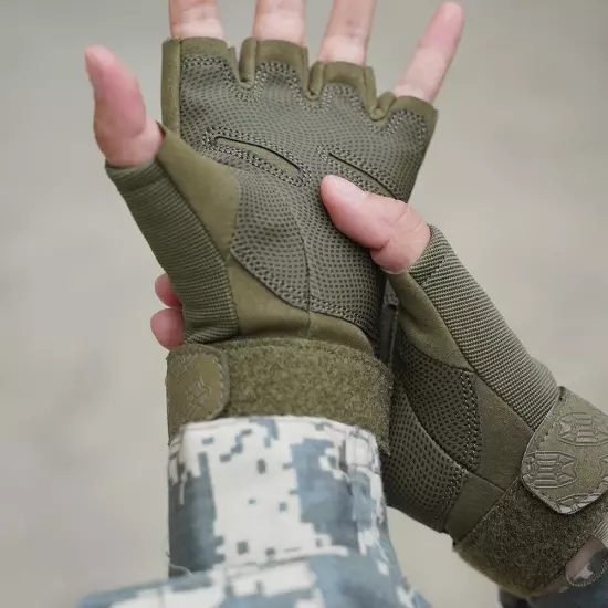 Men's Tactical Fingerless Gloves Military Combat Shooting Half Finger Gloves