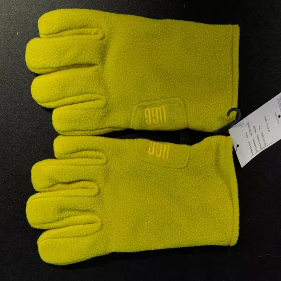 UGG AUSTRALIA mens Chartreuse Relish Fleece Leather Palm Patch Gloves NWT L/XL