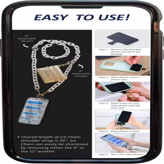 NEW SAVE THE GIRLS BLACK ICE CHAIN POUCH CROSS BODY CLIP & GO CELL PHONE WALLET