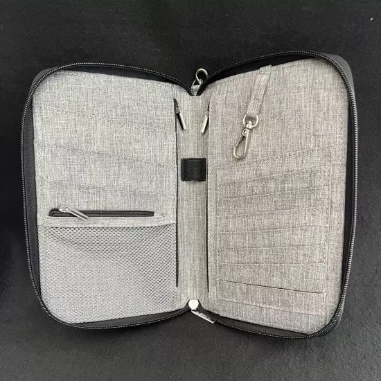 Valante Family Travel Document Organizer RFID Passport Holder Wallet Gray NWOT