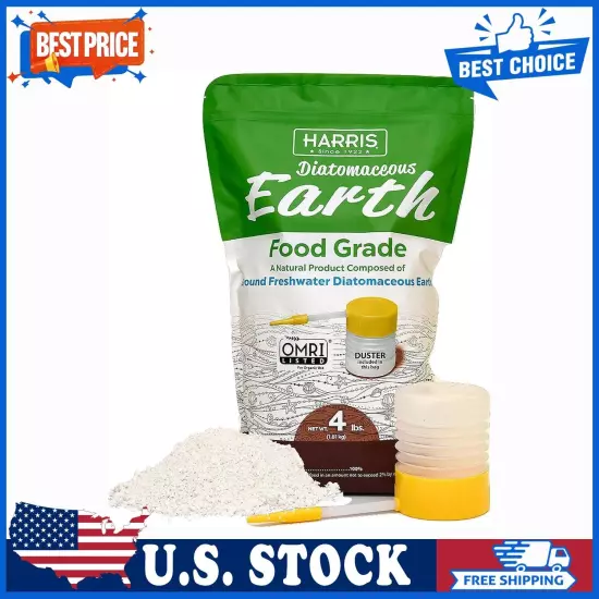 Diatomaceous Earth Food Grade, 4Lb with Powder Duster Included in the Bag