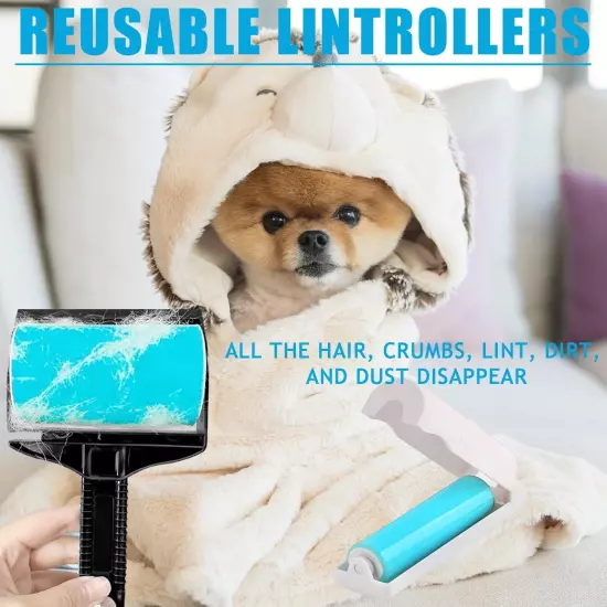 Lint Roller, Reusable Washable Lint Roller Sticky Lint Remover Pet Hair Remov...