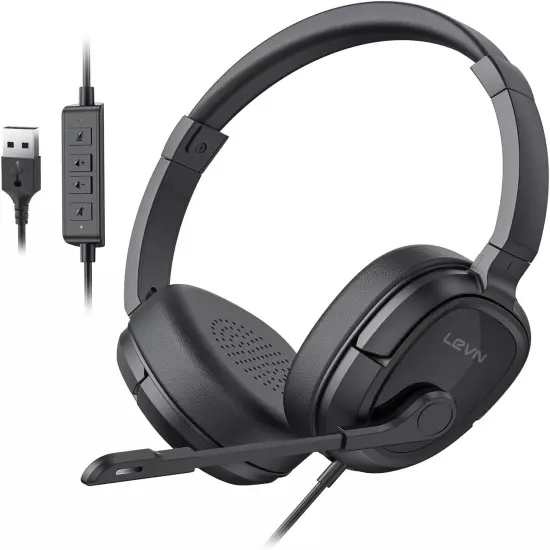 LEVN Headset with Mic, USB Headset with Microphone, Computer Headset with Noise