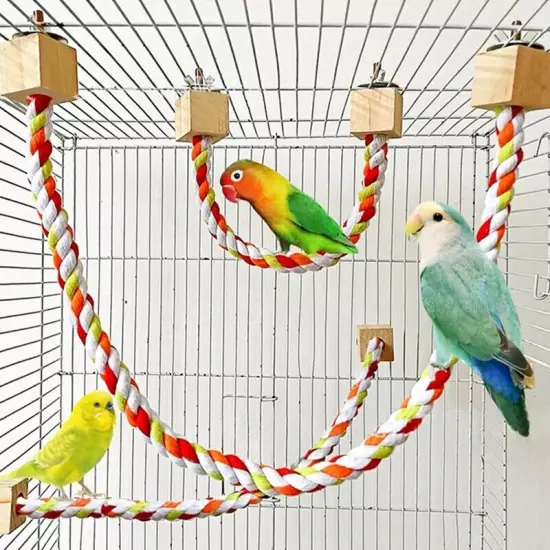 4PCS Parrot Color Cotton Rope Toys Elastic Parrot Climbing Toys Sturdy Bird5744