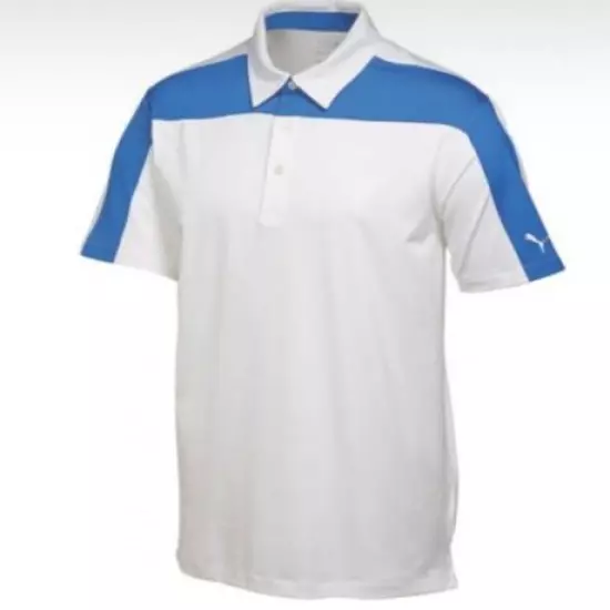 Puma Golf Youth CB Tech Polo Shirt Junior Collection 568470- Color White S-Blu