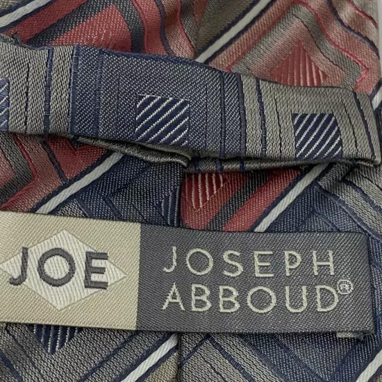 Joseph Abboud Pink Tan & Blue Diamond Print 100% Silk Tie