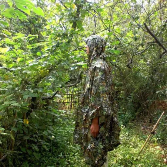 3D Hunting Tactical Camouflage Poncho Cloak Tree Leaves Camo Ghillie Suit