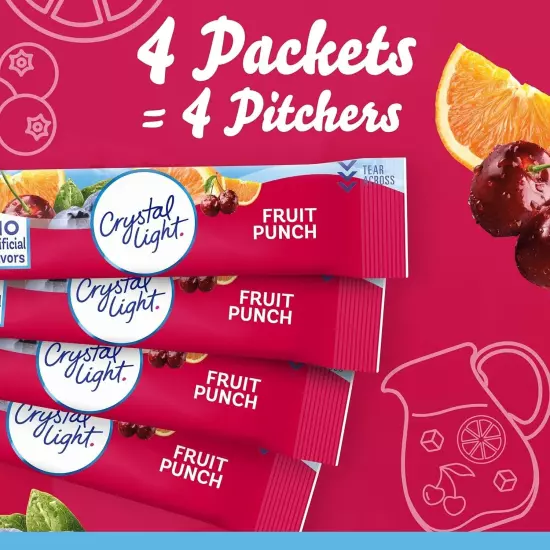 Guilt-Free 2-Quart Fruit Punch Drink Mix - 12 Packets, Only 5 Calories Each!