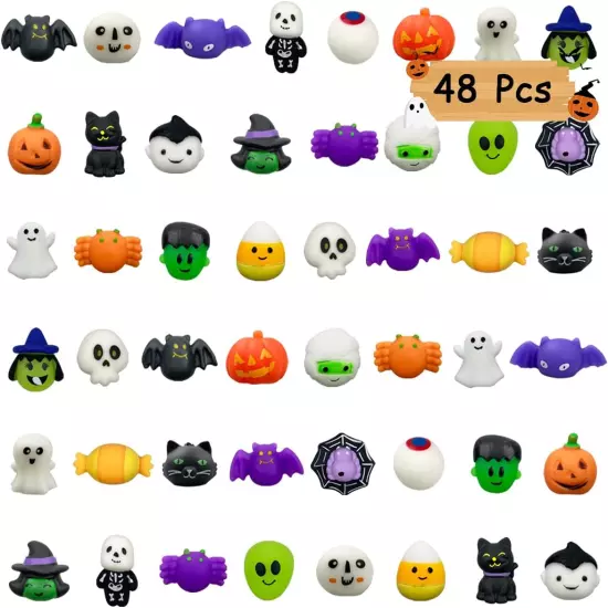 48 PCS Halloween Mochi Squishy Toys Squishies Halloween Toys for Kids Girls Boys