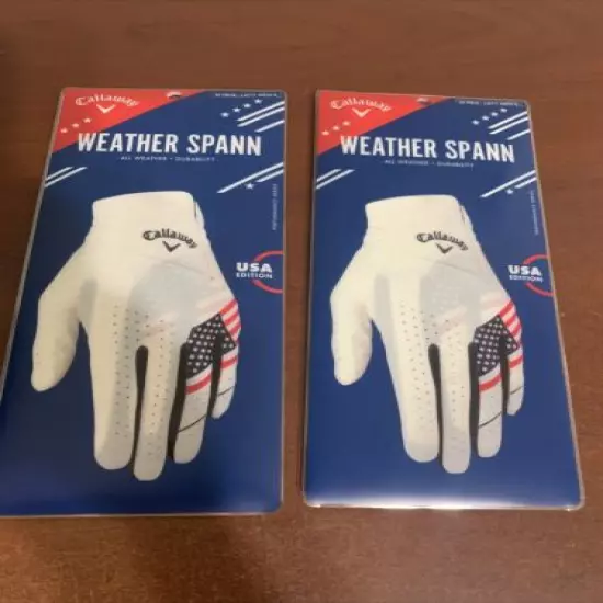 NEW 2 pack Callaway Weather Spann USA Golf Glove Mens Medium M Left Hand