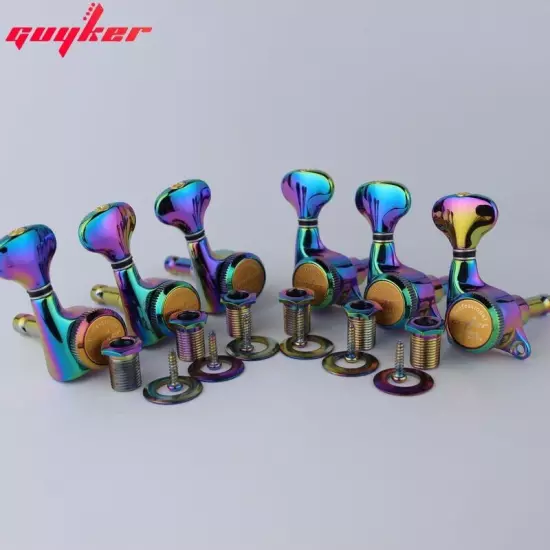 GUYKER 6R Chameleon Rainbow Locking Tuners Guitar Tuning Pegs Electric Guitar