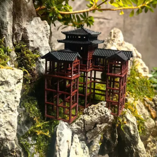 Chinese Ancient Architectural Model Aquarium Micro Landscape Bonsai 3D Printing