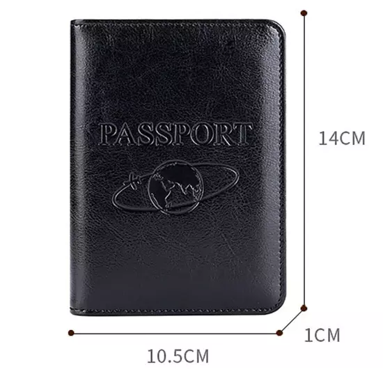 1X Black Mens Real Leather Passport Holder Travel Wallet ID Cards Case Cover Bag