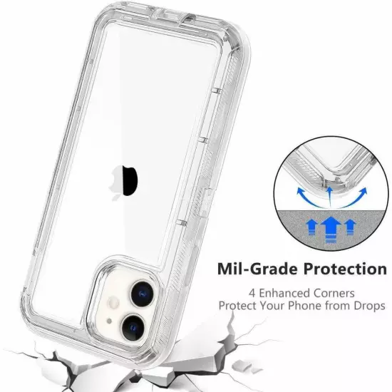 For iPhone 16 PRO MAX 16 PLUS + Clear Transparent Hybrid Case Clip fits Otterbox