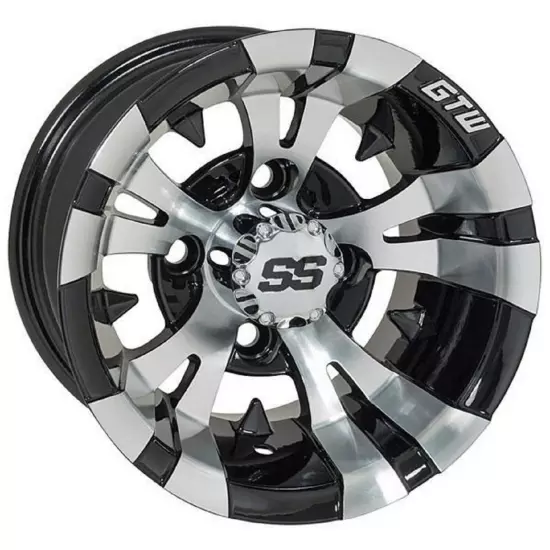 Golf Cart GTW 14x7 Machined Black Vampire Wheel | 3:4 Offset 4/4 Pattern