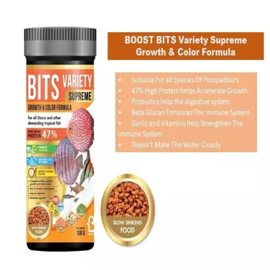 New 'BOOST' BITS Variety Supreme Growth & Color Formula Fish Food For Pompadour