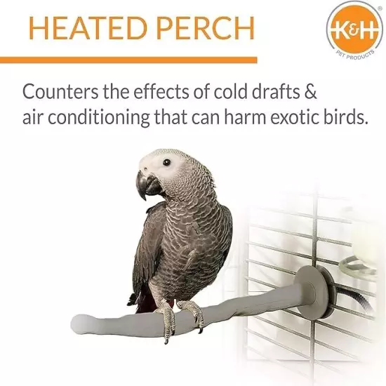 Thermo-Perch Heated Bird Perch Gray Small 1 X 10.5 Inches