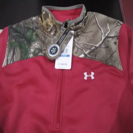 WOMENS Under Armour COLDGEAR REALTREE CAMO PINK HUNT 1/4 ZIP TOP XL NWT 