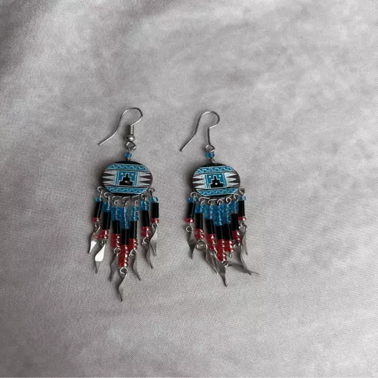 Vintage Turquoise and Silver Tone Earrings Native American