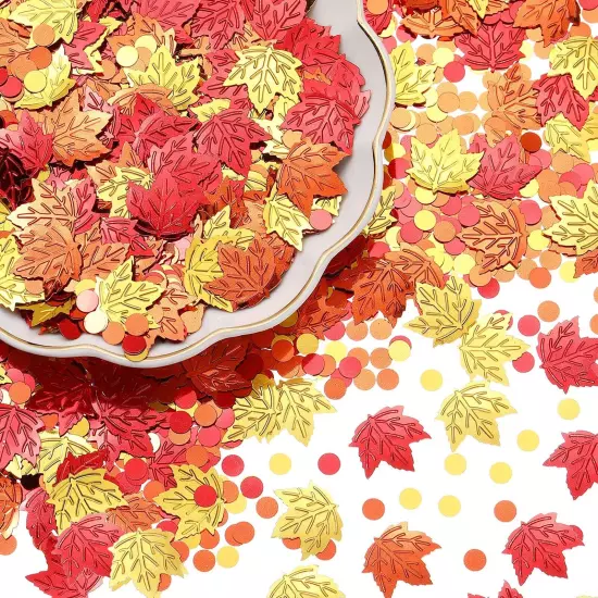 Fall Confetti Thanksgiving Maple Leaf Confetti Foil Metallic Sequins Fall Con...