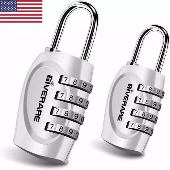 2 Pack Combination Lock, 4-Digit Padlock Keyless, Resettable Luggage L