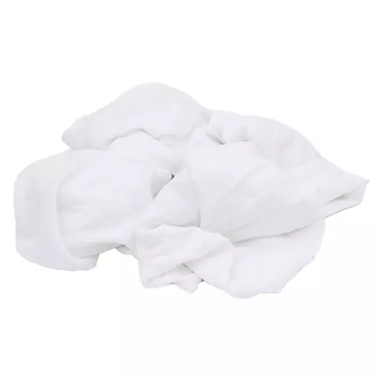 New White Knit T-Shirt Rags for Wiping - 40 lbs. Case 5x8 lbs. Compressed Boxes