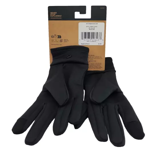 THE NORTH FACE Etip Liner Unisex Black Gloves TNF - Medium NWT