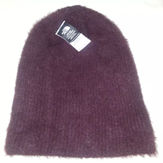 North Face dark maroon double-thickness knit beanie womens one-size