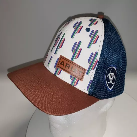 Ariat Snapback Hat Cactus Print Adjustable (White/Blue, One Size)