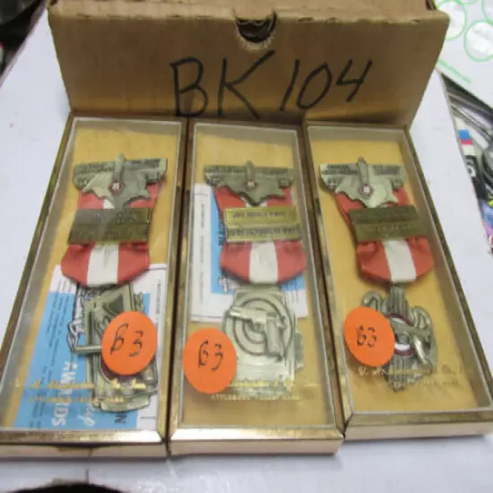 [BK104B3] 3 different 1963 shooting medal U.S. Army matches Texas new shooter