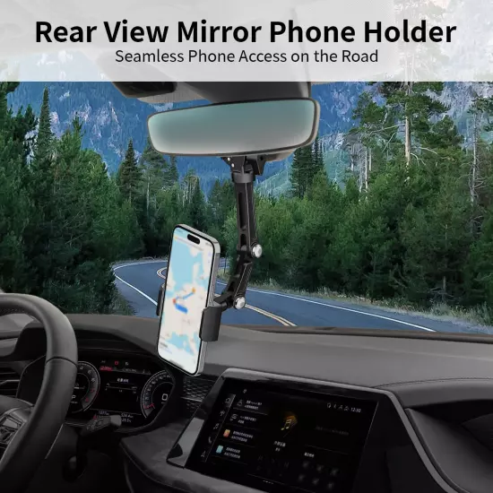 Rear View Mirror Phone Holder, Rearview Mirror Phone Holder for Car, Rotatable a